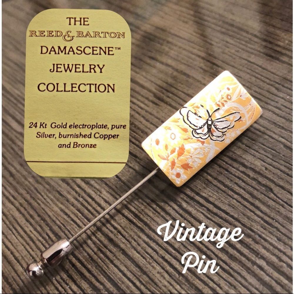 Vintage Reed & Barton Damascene Butterfly Stick Pin signed